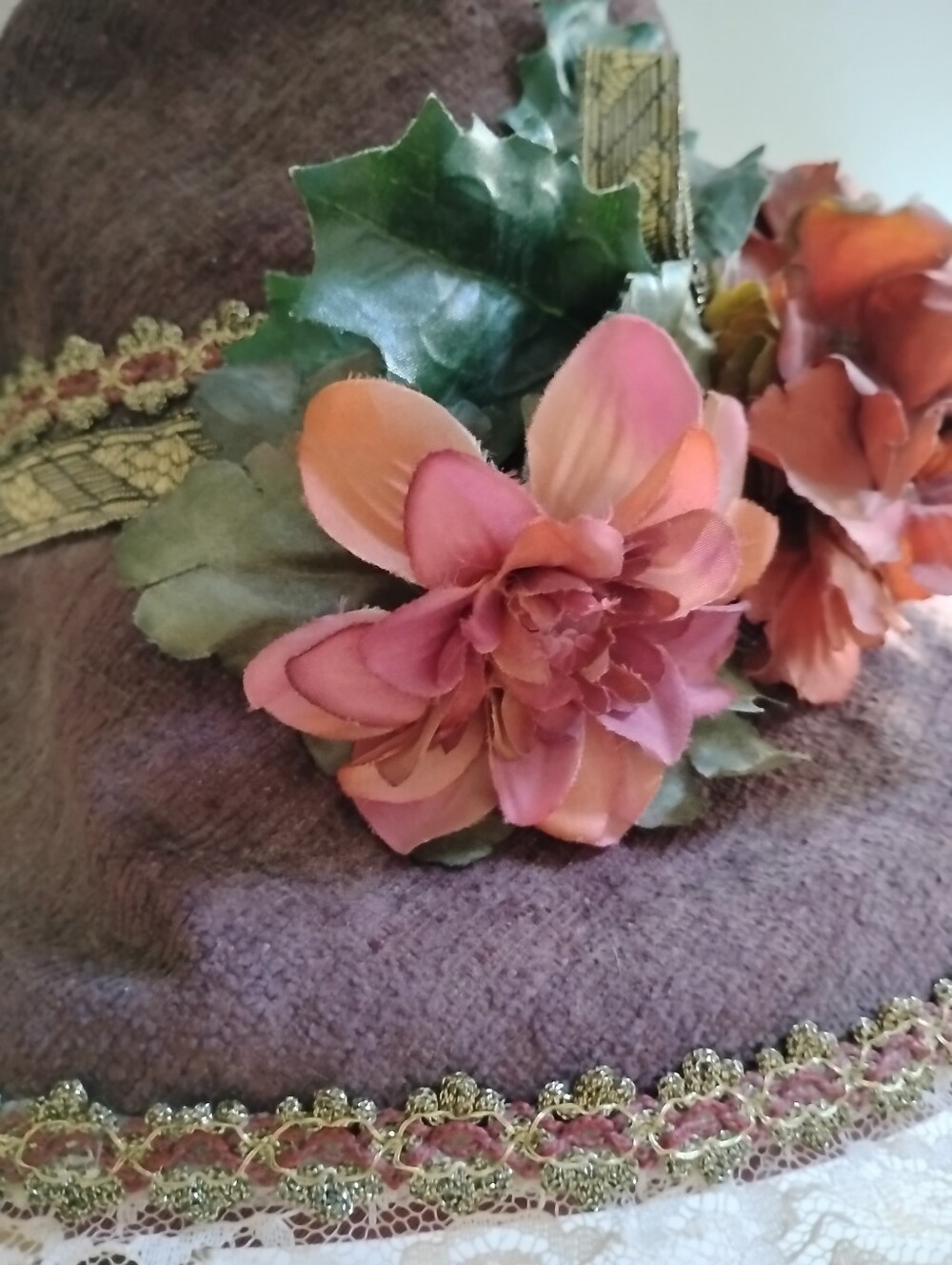 Regency Bonnet Mahogany Jane Austen Lace Reenactment Costume Hat Victorian Lady - Picture 9 of 10
